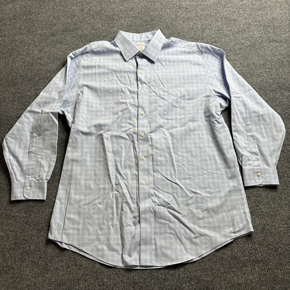 Brooks Brothers Madison Blue Dress Shirt Men's 17.5-34 Non-Iron Supima Cotton